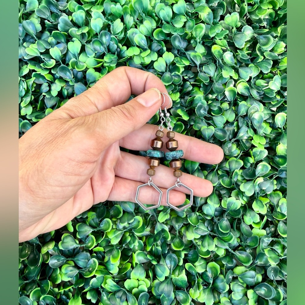 Hematite & Turquoise Earrings | Grounding & Protection